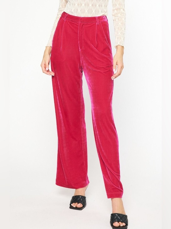 entro Pants - NWT Entro Wide-Leg High-Rise Velvet Pants in Fuchsia Sz S,M,L